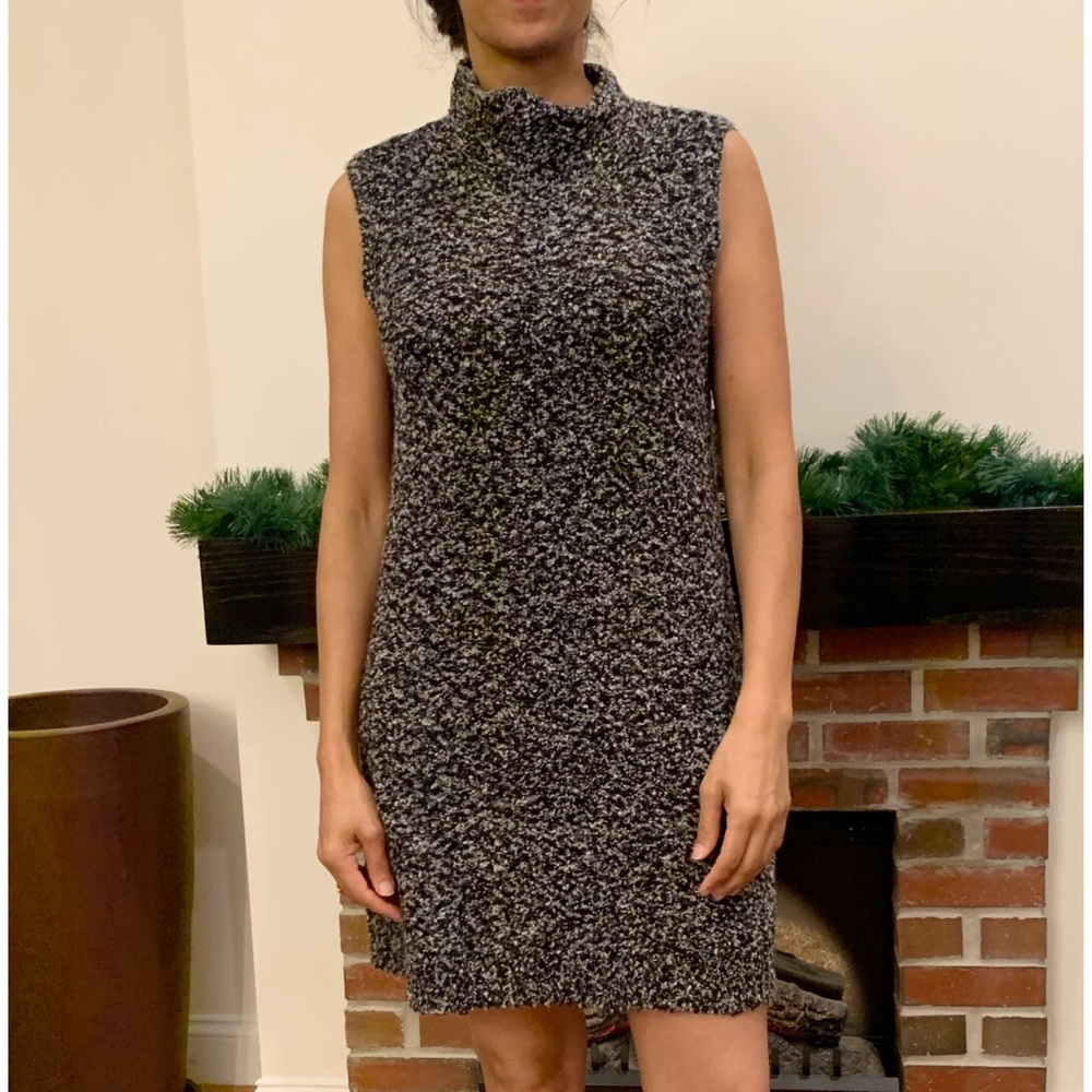 Lilla P. Super Soft Black Grey Mock Neck Dress